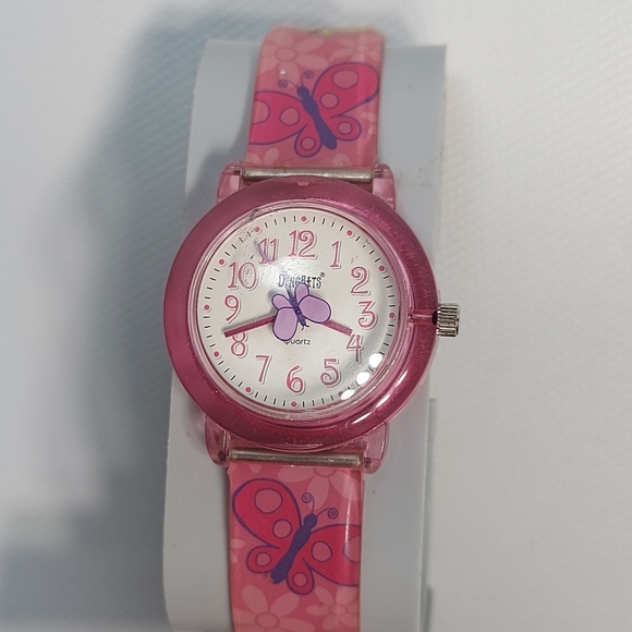 Vintage Dingbats Quartz Pink Butterfly Wrist Watch, New Battery - Picture 2 of 9